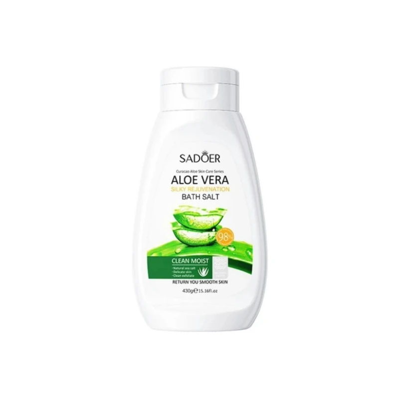 نمک حمام ژلی آلوئه ورا مدل ALOE VERA SILKY نرم کننده و لایه بردار پوست، سازگار با انواع پوست حجم 430 گرم