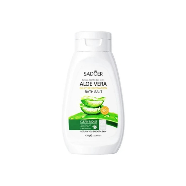نمک حمام ژلی آلوئه ورا مدل ALOE VERA SILKY نرم کننده و لایه بردار پوست، سازگار با انواع پوست حجم 430 گرم