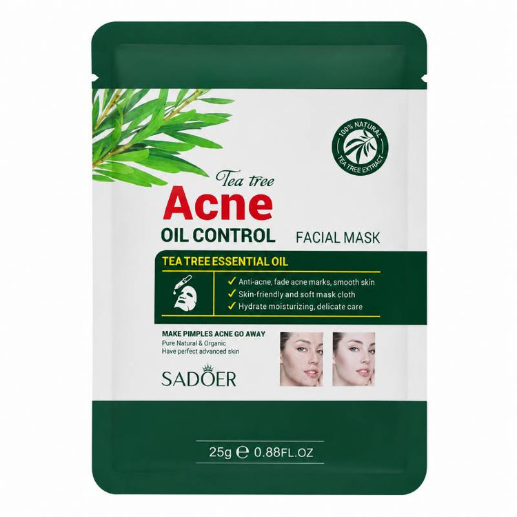ماسک صورت عصاره درخت چای سادور مدل TEA TREE طبیعی و اورگانیک تغذیه کننده و تقویت کننده پوست برطرف کننده خشکی و زبری پوست مجموعه ۵ عددی