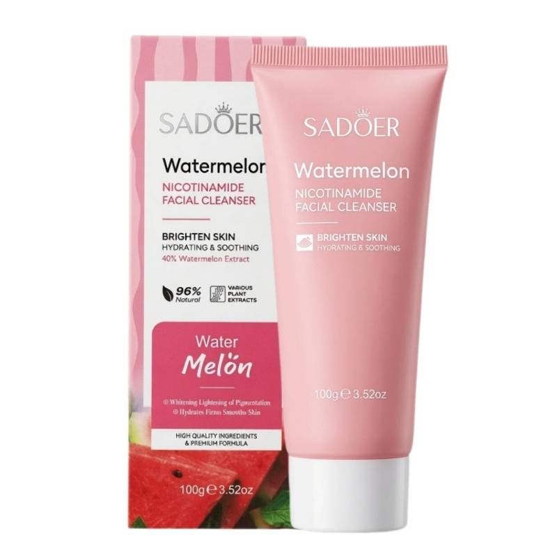 فوم شستشوی صورت هندوانه سادور مدل WATERMELON روشن کننده و درخشان کننده پوست، رفع خشکی و کدری پوست وزن ۱۰۰ گرم