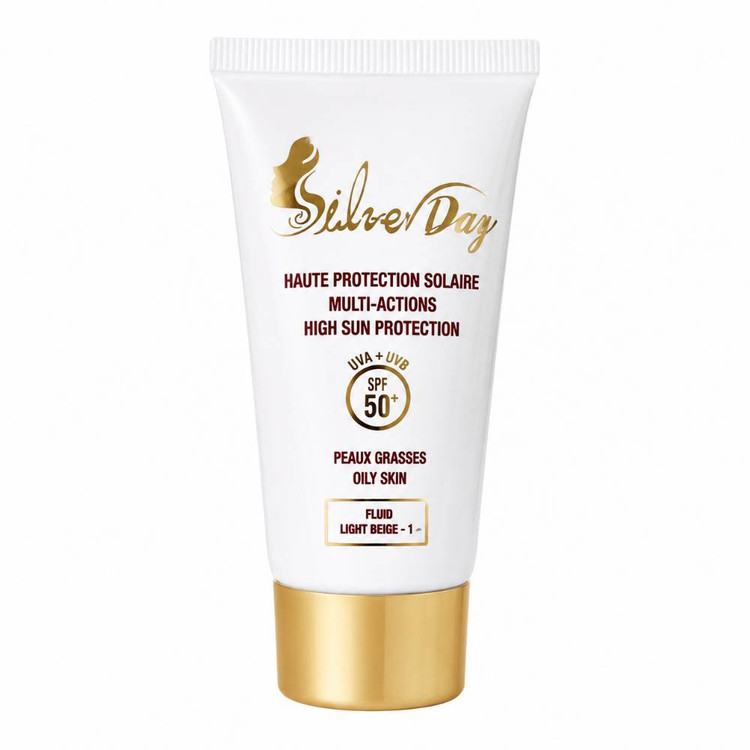 ضد آفتاب رنگی سیلور دی مدل PEAUX GRASSES رنگ بژ روشن مایع شماره ۰۱ مخصوص پوست چرب SPF 50 حجم ۴۰ میلی لیتر