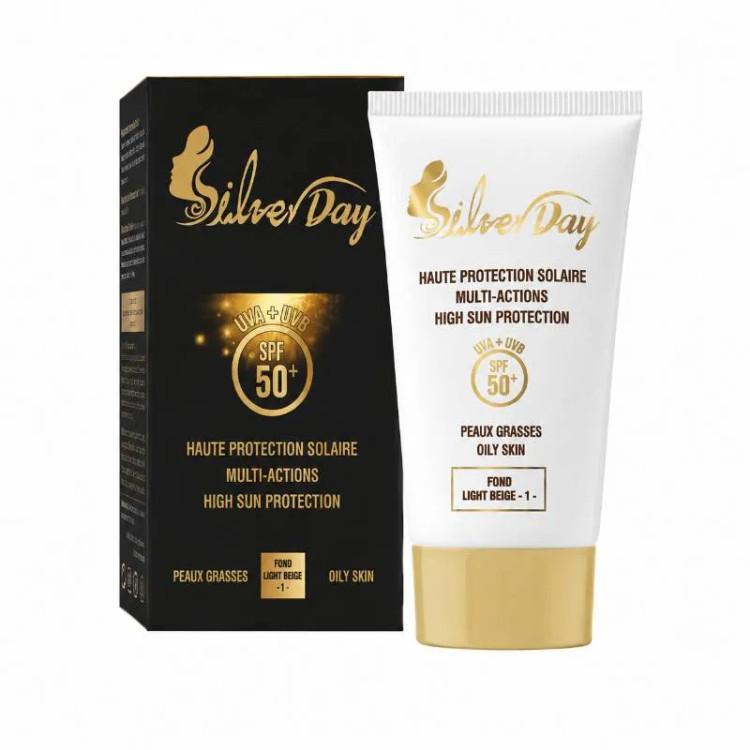 ضد آفتاب رنگی سیلور دی مدل PEAUX GRASSES رنگ بژ روشن مایع شماره ۰۱ مخصوص پوست چرب SPF 50 حجم ۴۰ میلی لیتر