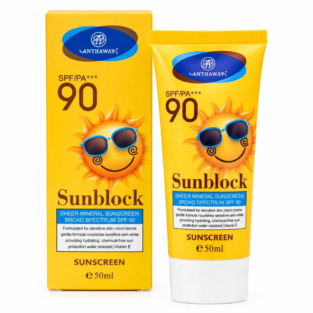 ضد آفتاب آنتاوای مدل SUNBLOCK بی رنگ کنترل چربی پوست 90 SPF مناسب انواع پوست حجم 50 میلی لیتر