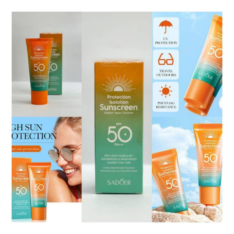 کرم ضد آفتاب بی رنگ سادور SPF 50 مدل Double Barrel Multi-Care محافظ UVA UVB و PA+++ ضد حساسیت ضد چروک و ضد پیری مناسب انواع پوست وزن 50 گرم